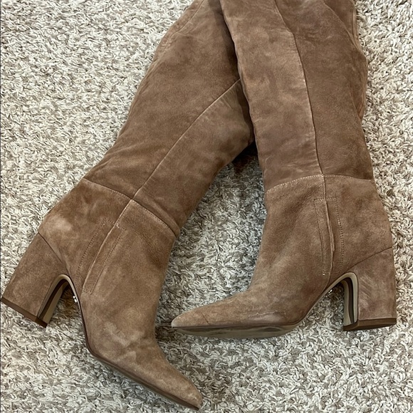 Sam Edleman Brown Suede Leather Upper Knee-High Pointed Toe Boots - Size 8.5 - Picture 3 of 16